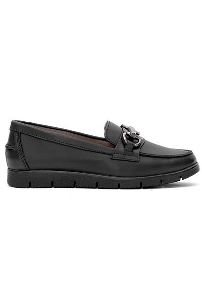 Venüs Agev Genuine Leather Orthopedic Women's Casual Ballerina Shoes Black