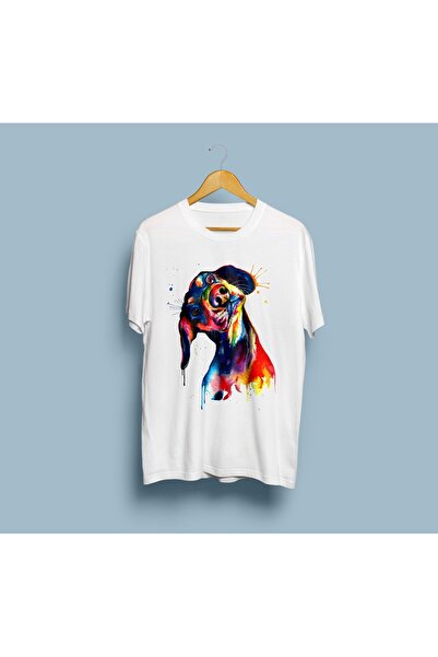 eioswear تصميم كلب ملون - تي شيرت كبير الحجم للجنسين