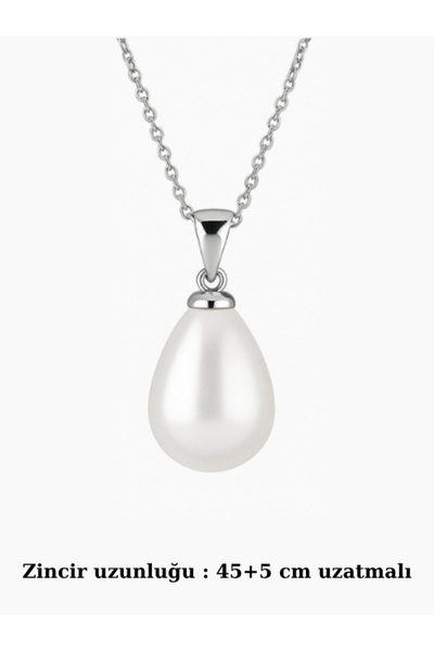 bymissmücevherat 925 Ayar Gümüş Damla Inci Kolye