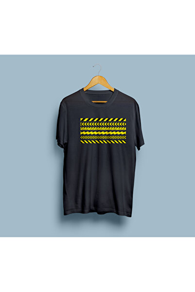 Generic Brand Tricou unisex cu dungi galbene oversize