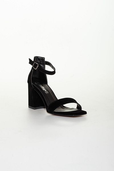 derithy Women's Black Suede Classic Heeled Shoes