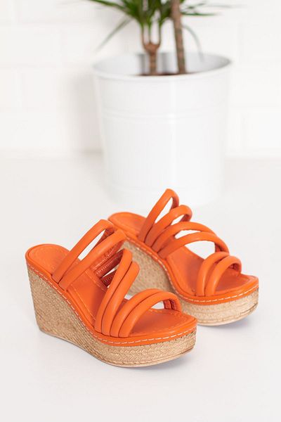 derithy Wedge Heel Stitched Stripe Comfort Sole Soft Pipe Piping Παντόφλες Σανδάλια Καλοκαιρινά παπούτσια