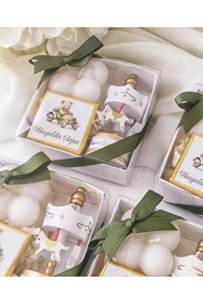 3DLuxeDekor Doğum Hediyesi, Hoşgeldin Bebek Atlı Karınca, Mum, Çikolatalı Set...