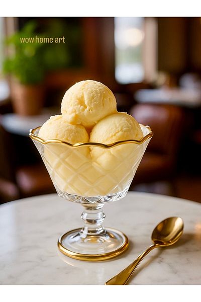 Wow Home Gold Gilded 6-Piece Footed Glass Bowl Set Ice Cream Bowl Magnolia Pudding Bowl