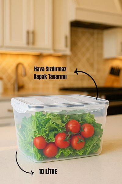 Melkan Home Locked Large Storage Container 10 Liter Gasketed Airtight Storage Container Transparent 20 Cm