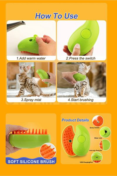 hayhall Steam Cat Dog Comb New Generation Hair Removal Comb