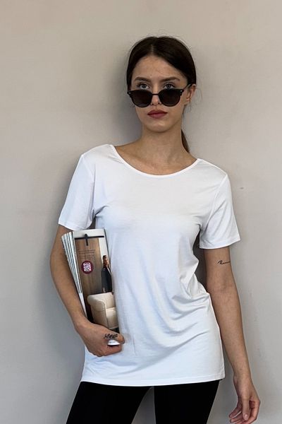 penyebizden Back Low-Cut Comfortable Viscose Tunic-White