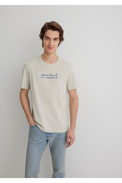Mavi Graues T-Shirt mit Logo-Print, normale Passform / normaler Schnitt 0610943-70144