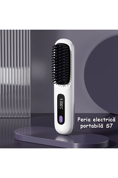 DLMDL Perie Electrică De Îndreptat Părul S7 - Fără Fir, Încărcare Usb Tip C, Încălzire Rapidă