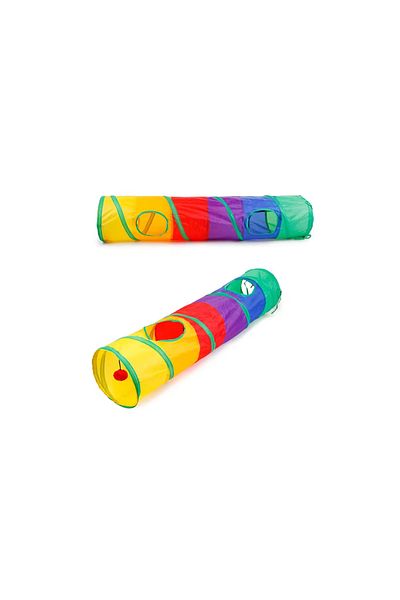 LİON PAW Flat Cat Tunnel Folding Rainbow Cat Dog Play Tunnel Pet Play Tunnel 115X25Cm