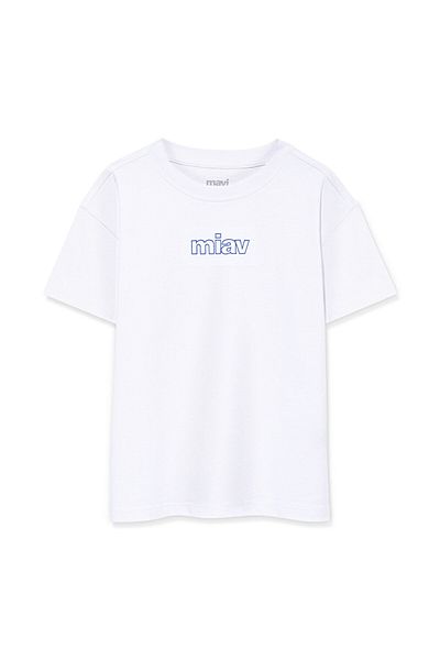 Mavi Tricou supradimensionat alb cu imprimeu Miav, cu croiala lejeră / cu potrivire lejeră, relaxată7610158-620