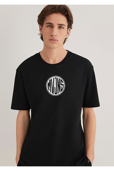 Mavi MVJNS Bedrucktes schwarzes T-Shirt Loose Fit / Loose Relaxed Fit0612155-900