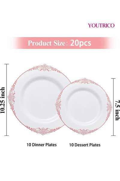 Youtrico Disposable Tableware 20pieces-32cm/19cm Ideal For 10people Wedding Plating/birthday Party