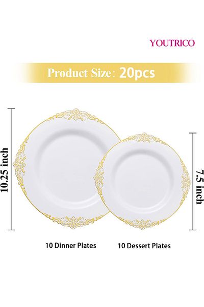 Youtrico Disposable Tableware 20pieces-32cm/19cm Ideal For 10 People Wedding Plating/birthday Party