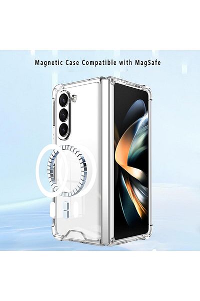 Generic Clear Case for Samsung Galaxy Z Fold 5 Compatible with MagSafe, Slim Fit Crystal Clear Hard