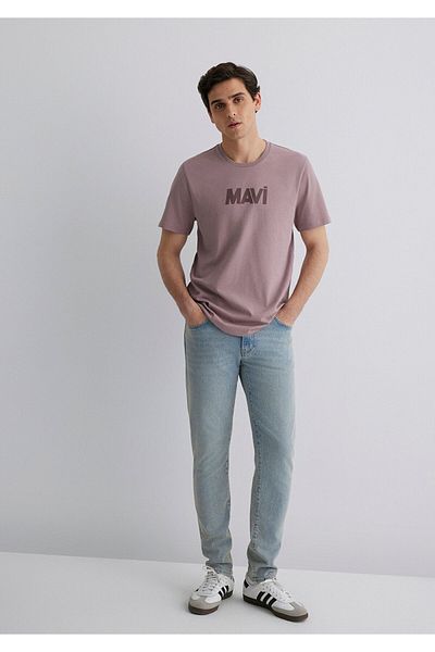 Mavi Мъжка тениска с лого, кафява, M066846-89596