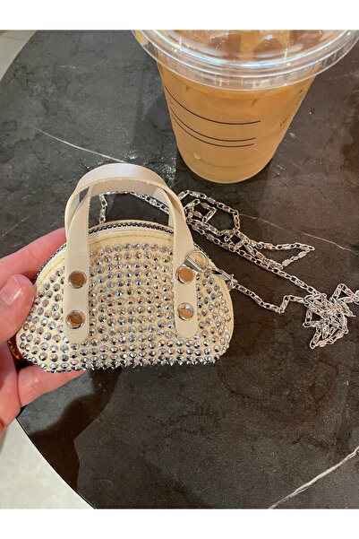 EBROU Geantă de mână și de umăr Miel Mini Stone Cross pentru femei