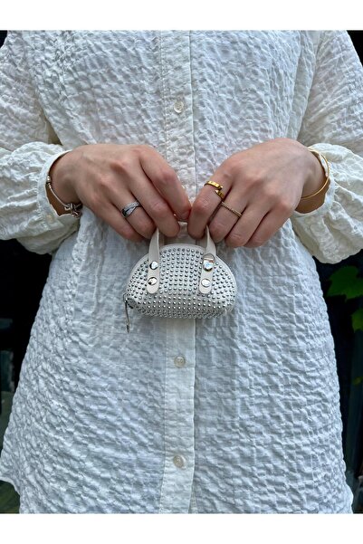 EBROU Geantă de mână și de umăr Miel Mini Stone Cross pentru femei