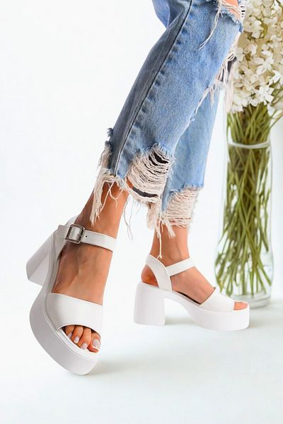 Moda Lime White High Side Buckle Single Stripe Open Front Skin Summer Women's Wedge Sole Sandals Shoes