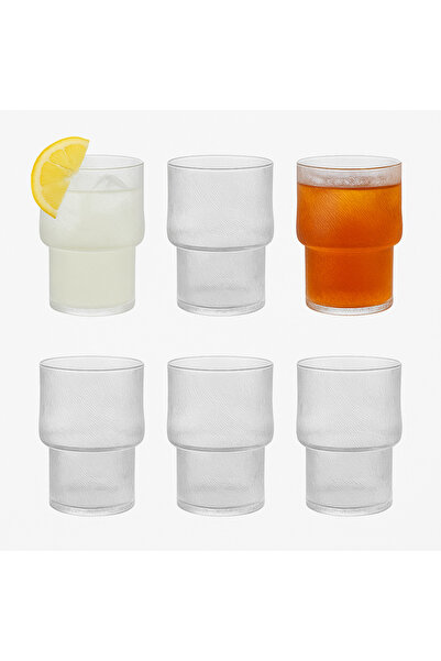 İnova Home Decor 6-Piece Hill Model Glacier Patterned Short Soft Drink Glass Set
