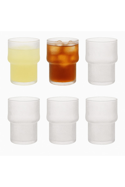 İnova Home Decor 6-Piece Hill Model Glacier Patterned Short Soft Drink Glass Set