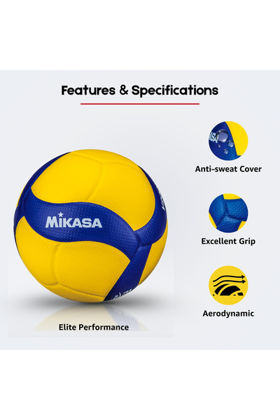 MIKASA Size 5 Volleyball | Innovative 8-panel Design | High-quality Performance Ball | Blue/yellow