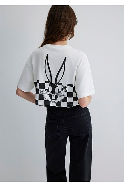 Mavi Λευκό μπλουζάκι με στάμπα Bugs Bunny Crop / Κοντό κόψιμο 1613357 -620