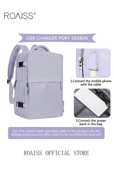 ROAISS Travel Backpack for Men Women Carry On Backpack with USB Charging Port Shoe Compartment Flight Appro