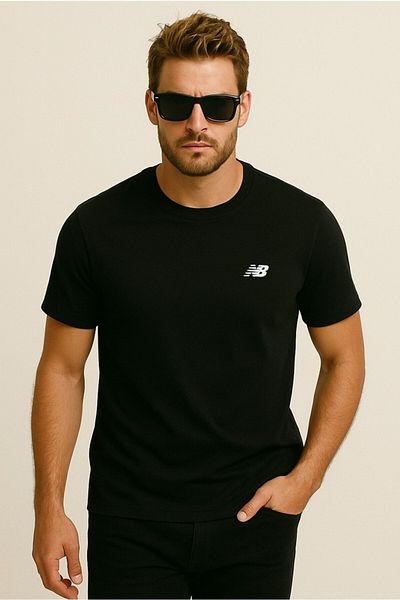 New Balance Mnt1537 Μαύρο ανδρικό μπλουζάκι Classic Basic Logo