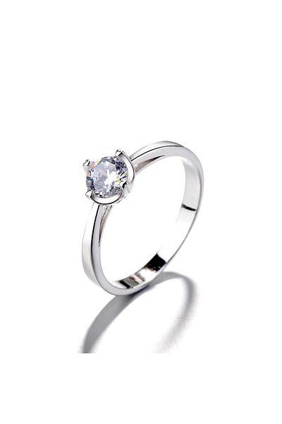 delis Inel Argint 925, Jw1394, Model Elegant Cu Piatra, Placat Cu Rodiu