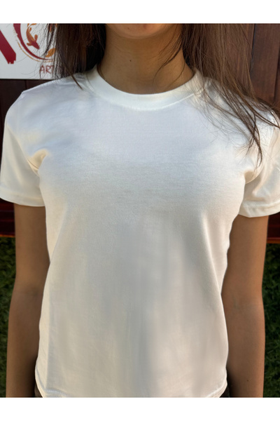 Butik Βασικό μονόχρωμο μοντέλο χωρίς στάμπα / Γυναικείο μπλουζάκι σε χρώμα εκρού