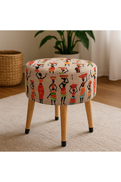 ustaagac Premium Puf Koltuk Tabure - Etna Ütopya Kadın - Ahşap Gürgen Ayaklı