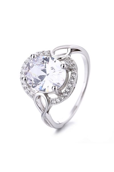 delis Inel Argint 925, Jw1308, Model Elegant Cu Piatra, Placat Cu Rodiu