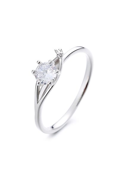 delis Inel Argint 925, Jw1327, Model Elegant Cu Piatra, Placat Cu Rodiu