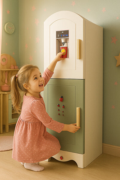 Hedef Ahşap Oyuncak Buzdolabı(BOYALI)