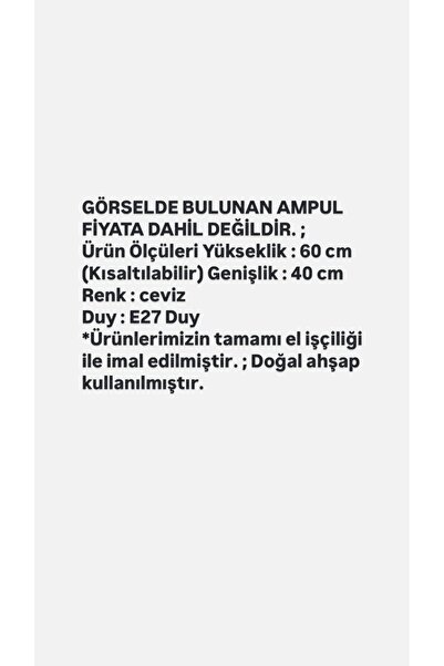 Aysem Wood Ahşap Avize Rustik Otantik Dekoratif- Salon Cafe Otel Aydınlatma