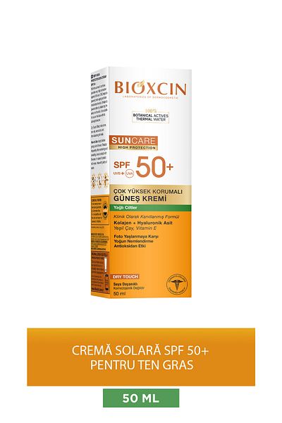 Bioxcin Sun Care SPF 50 Cremă solară cu protecție foarte înaltă 50 ml Piele uscată și normală - Colagen Acid hialuronic