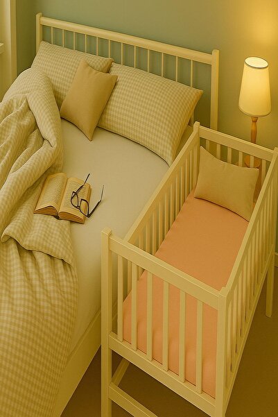 COTENCONCEPT 2 Pieces 70 X 120 X 20 cm Mother's Side Elastic Combed Cotton Fabric Baby Bed Sheet