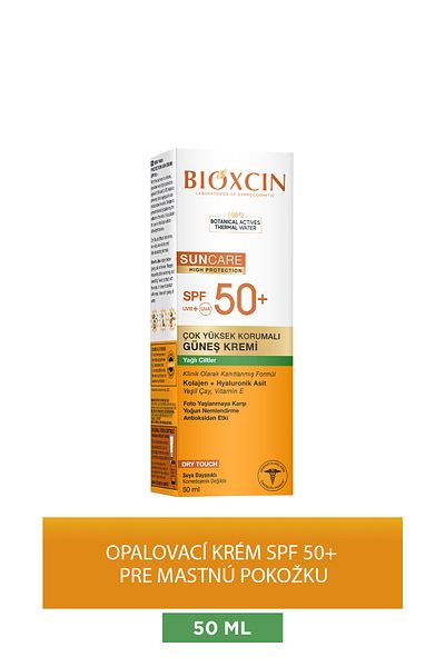 Bioxcin Sun Care SPF 50 Krém na opaľovanie s veľmi vysokou ochranou 50 ml pre suchú a normálnu pleť - Kolagénová kyselina hyalurónová