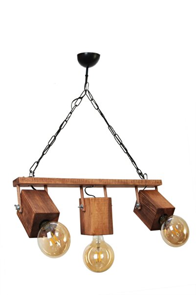 Aysem Wood Oynar Başlıklı Ahşap Rustik Avize Otantik Masif Salon Cafe Otel