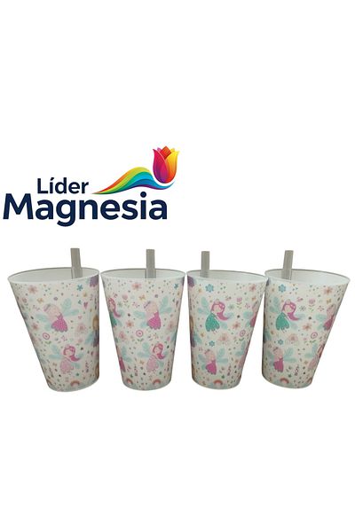 Gondol كوب مع ماصة 400 مل × 4 قطع مع شكل فتاة
