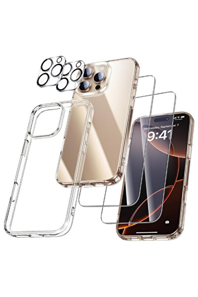 Evax (5 في 1) متوافق مع هاتف iPhone 16 Pro Max، 1 حافظة شفافة + 2 واقي شاشة +...