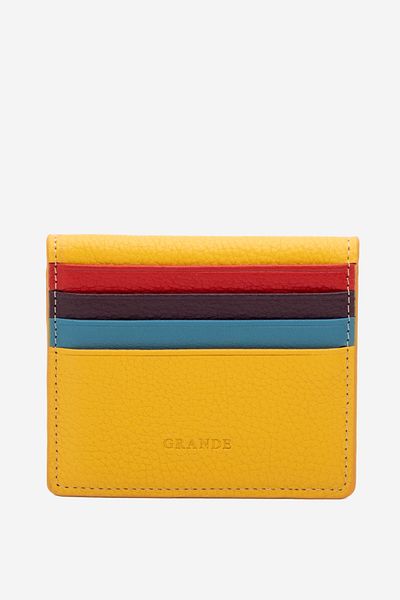 Grande Gd 762 Real Leather Card Holder Yellow