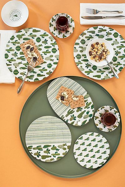 Porland Cactus 36 Piece Porcelain Breakfast Set for 6 People