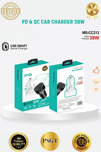 PSGT Pd Qc 3.0 Hızlı Şarj Araç Çakmaklık Typec Usb Giriş Samsung Iphone Xiaom...