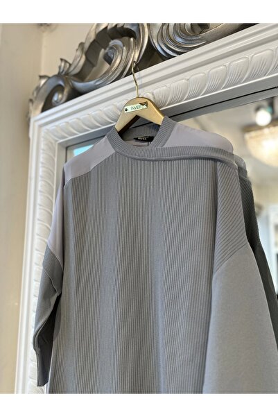 Invee Omzu Chiffon Detailed Tunic - Gray