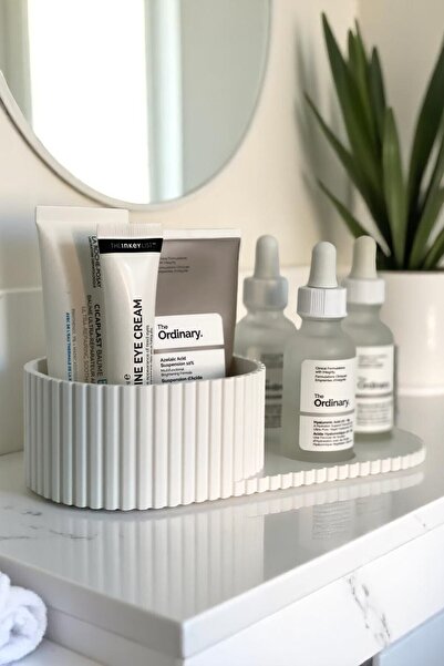 ceatly Beyaz Çizgili Kozmetik Organizer, Makyaj & Cilt Bakım Ürünleri Düzenle...