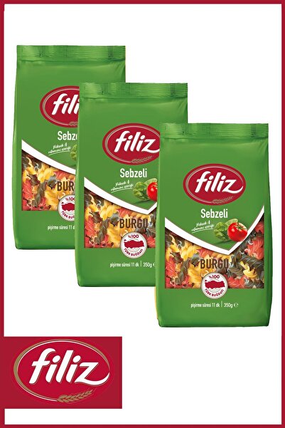 FİLİZ Filiz Sebzeli Burgu Makarna 350 Gr. X 3 Adet