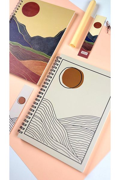 Apeirona 2 Notebooks - Steel Spiral - Unlined - A5 - Total 180 Pages - Thick Paper