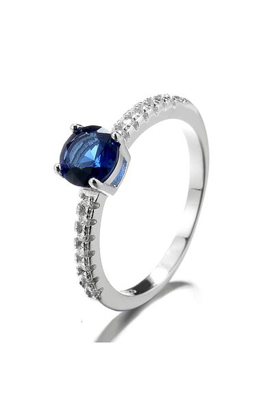 delis Inel Argint 925, Jw1360, Model Elegant Cu Piatra Albastra, Placat Cu Rodiu